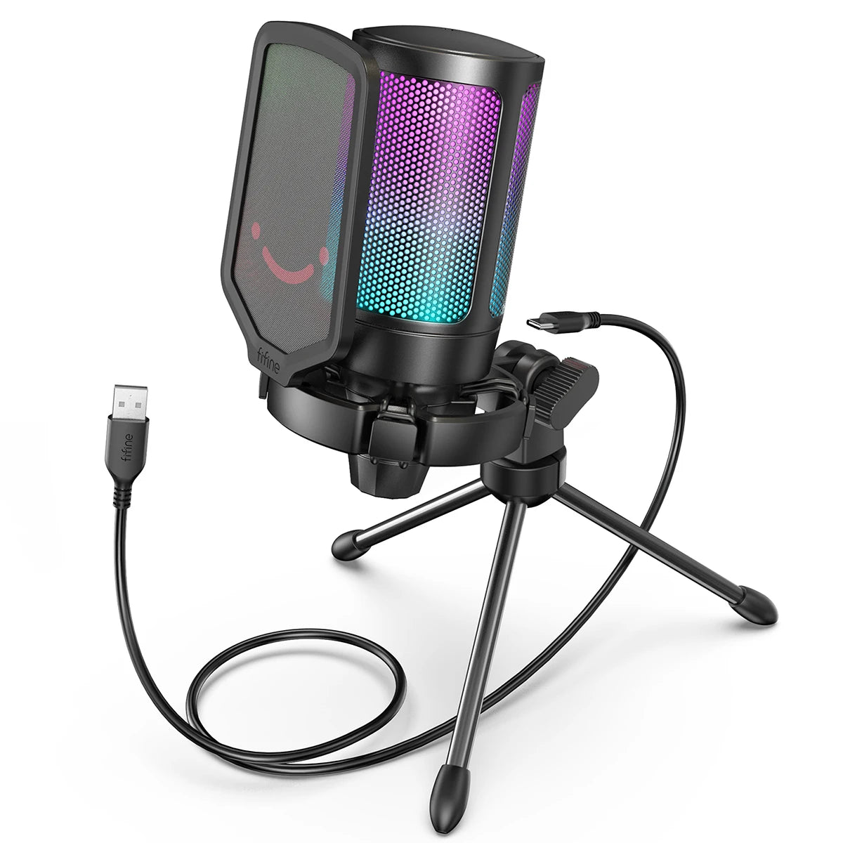 USB Condenser Gaming Microphone with Pop Filter
