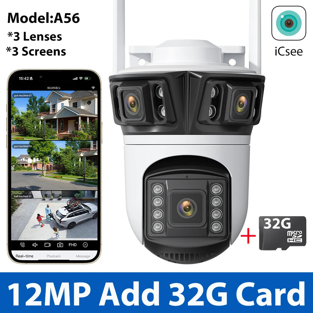 12MP 6K Three-Screen Surveillance Camera