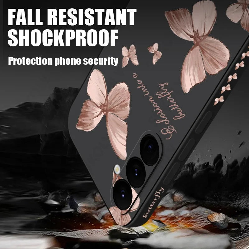 Butterfly Pattern Hand Lanyard Case Galaxy S25
