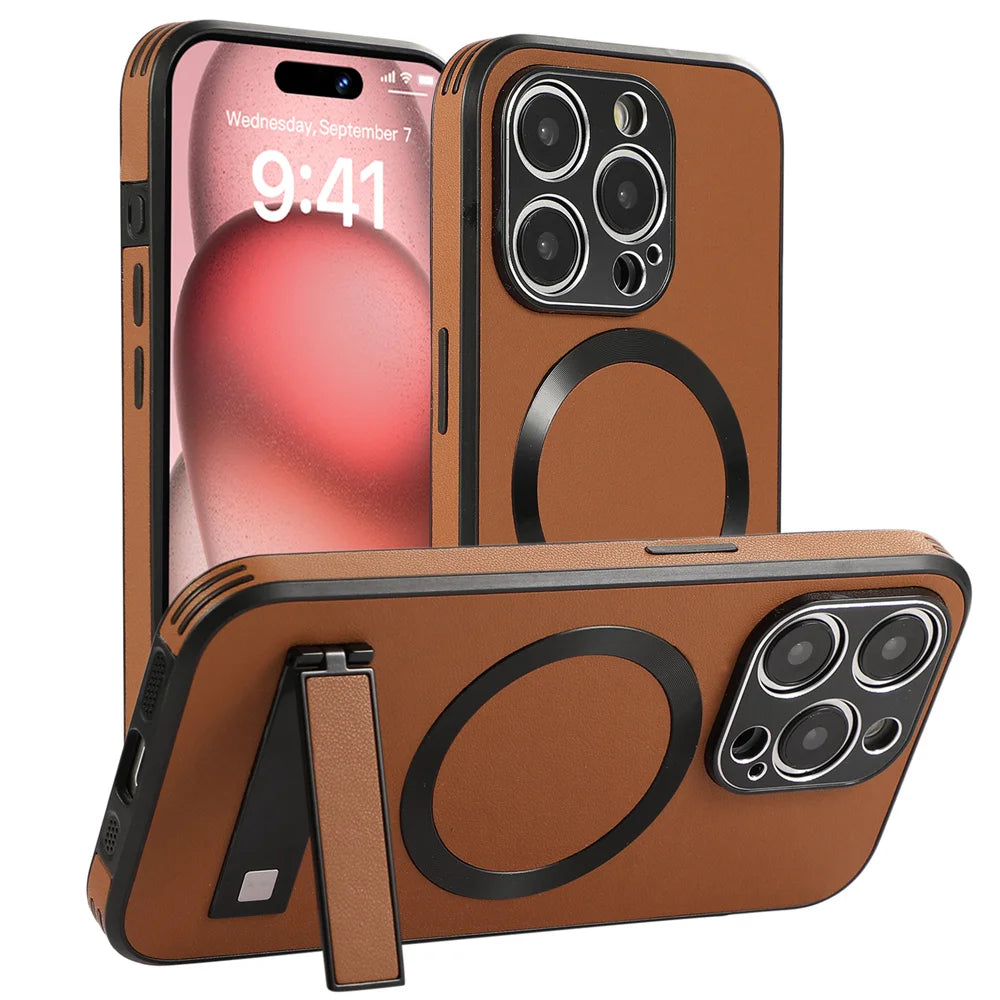 Luxury Magnetic Leather Stand Phone Case