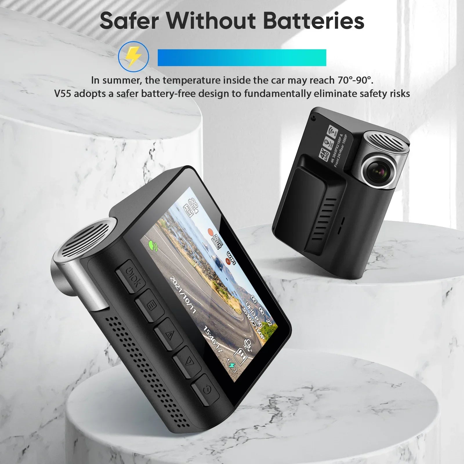 4K Dual Dashcam with GPS & WiFi