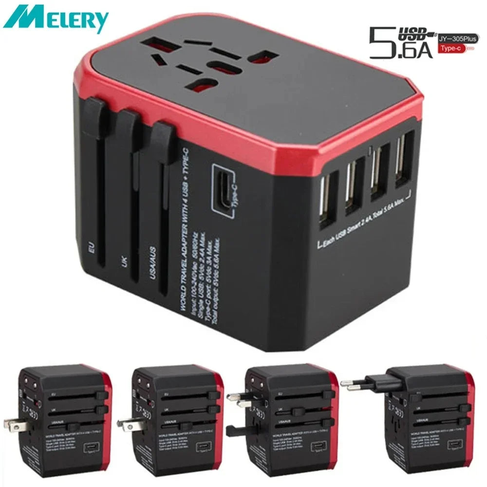 Universal Travel Smart Adapter with USB-C & USB Ports