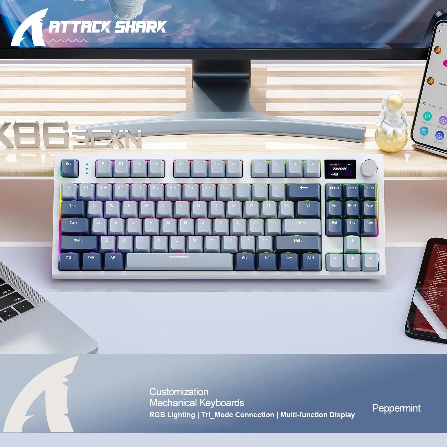 Tri-Mode Mechanical Keyboard with Screen