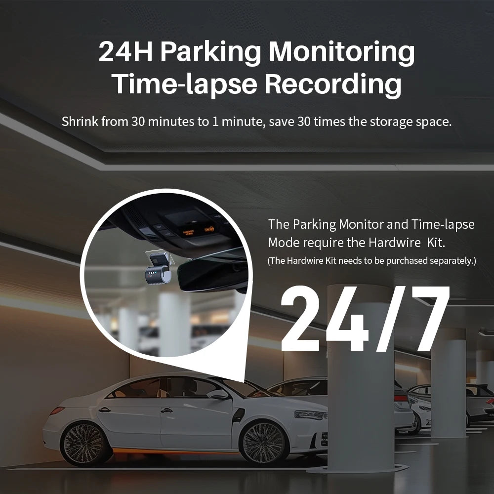 2K Mini 3-Camera Car Dash Cam with WiFi
