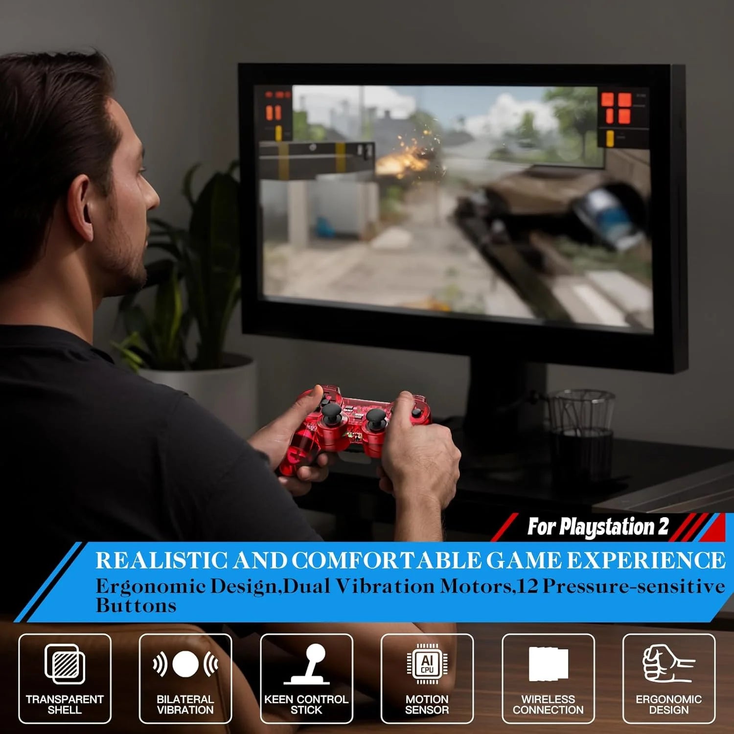 Wireless Gamepad for Sony PS2/PS1