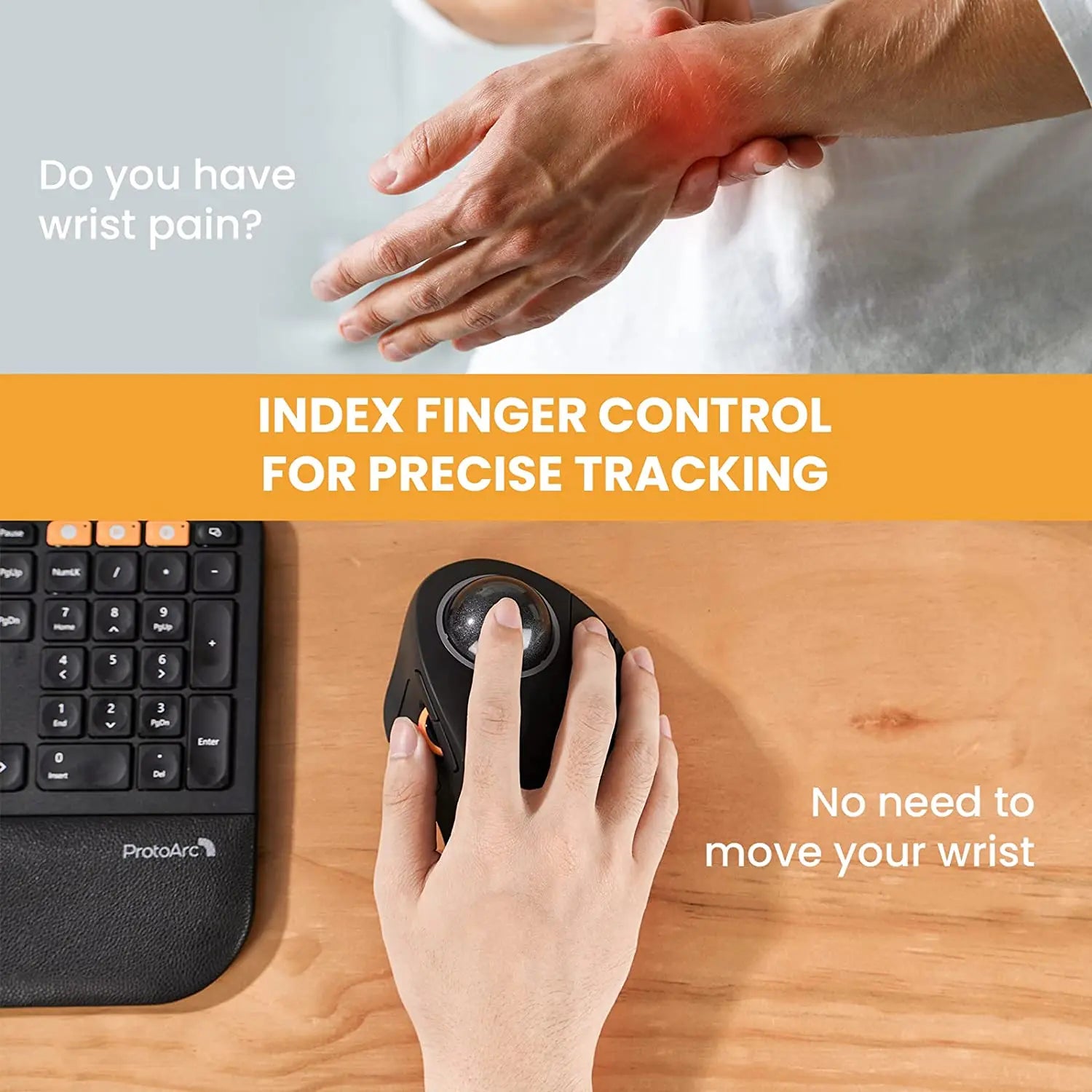 Wireless Ergonomic Trackball Mouse