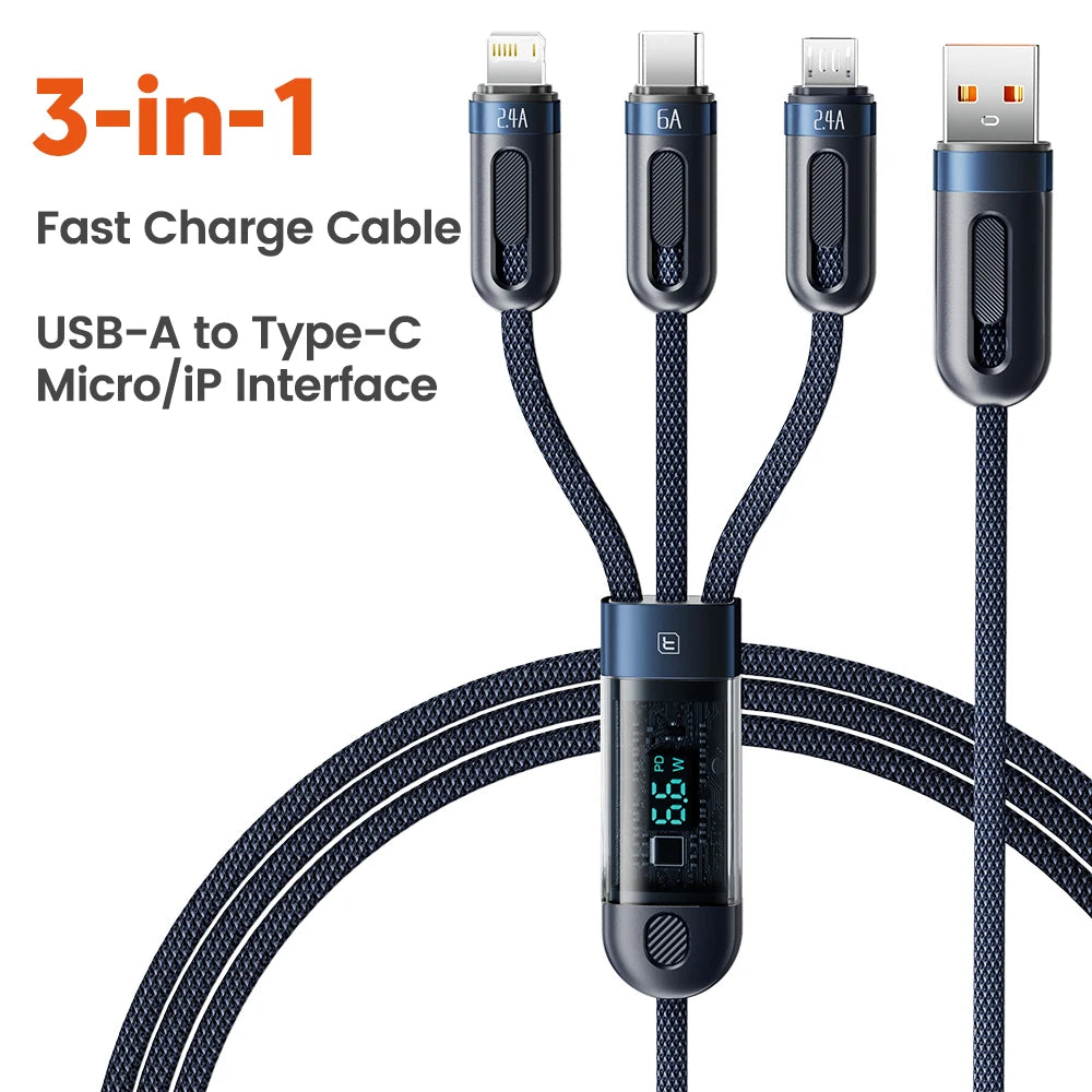 66W 3-in-1 Fast Charging Cable