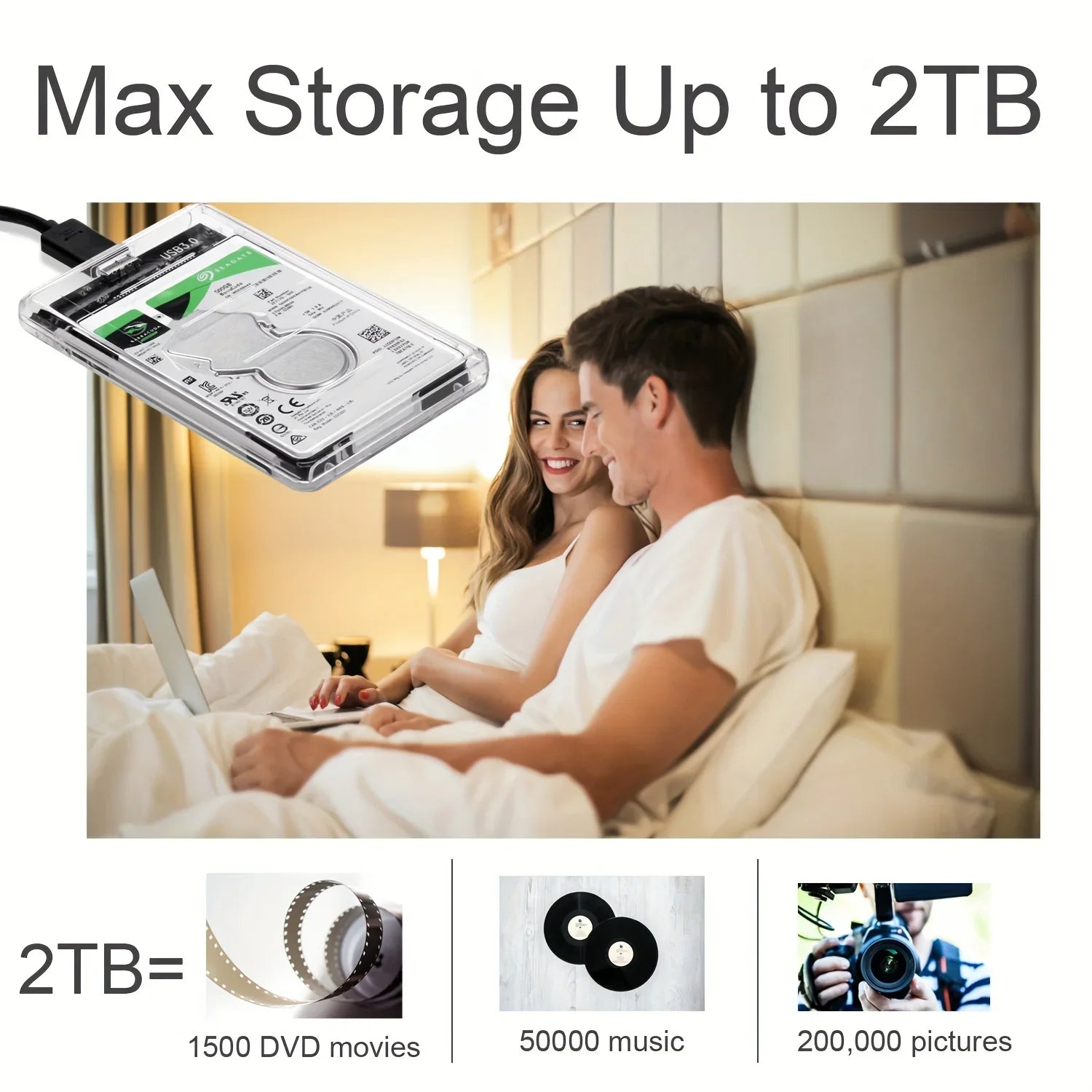 2.5” USB 3.0 Transparent HDD SSD Enclosure