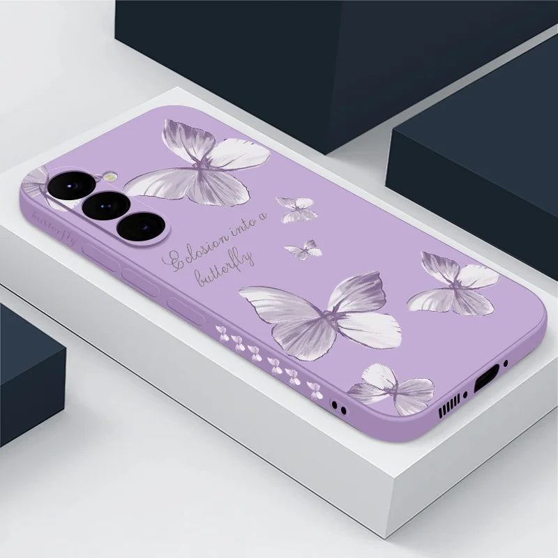 Butterfly Pattern Hand Lanyard Case Galaxy S25