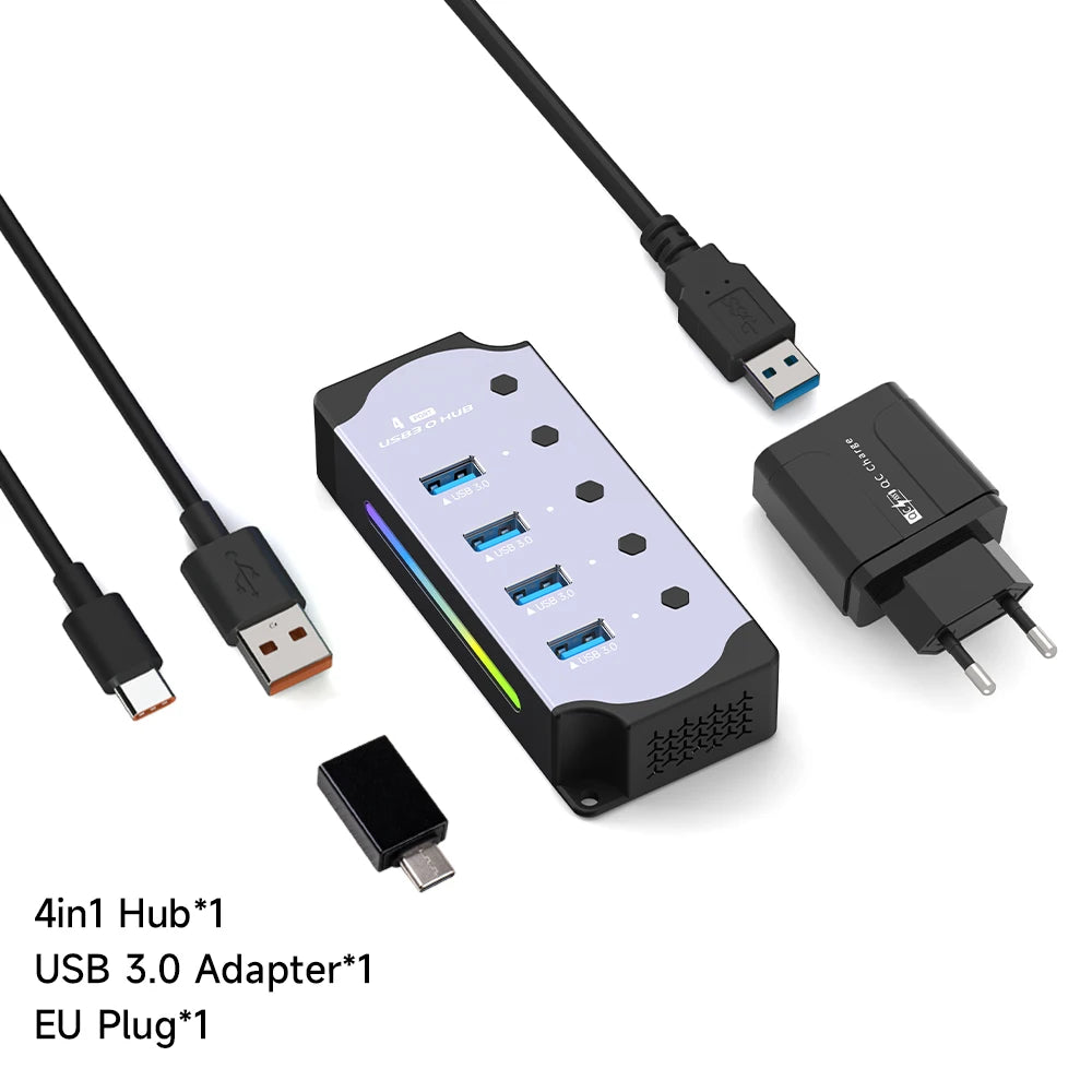 10-in-1 RGB Powered USB Hub