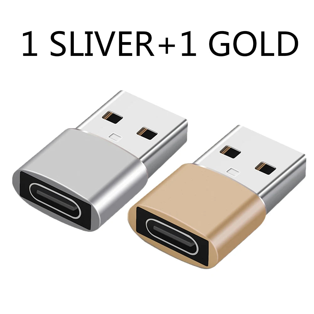 2Pcs USB to Type-C OTG Adapter