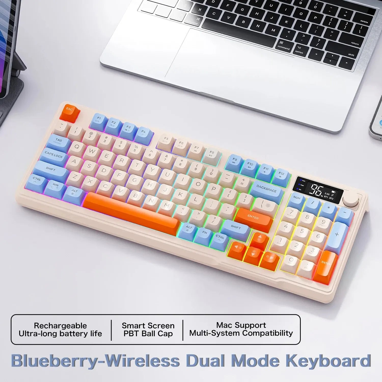 Ergonomic Dual-Mode Keyboard with Screen