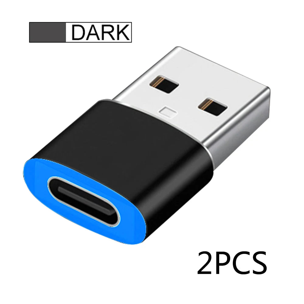 2Pcs USB to Type-C OTG Adapter