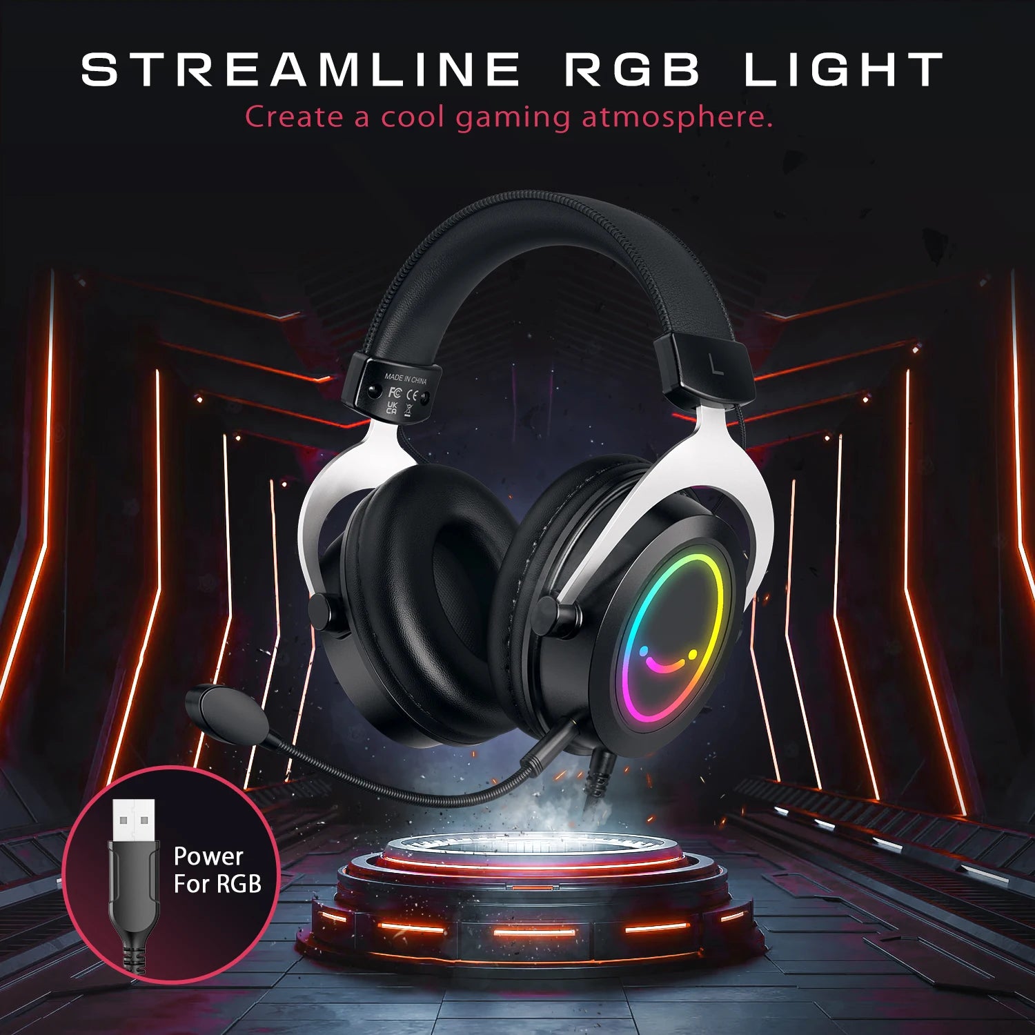Dynamic RGB Memory Foam Headset Black