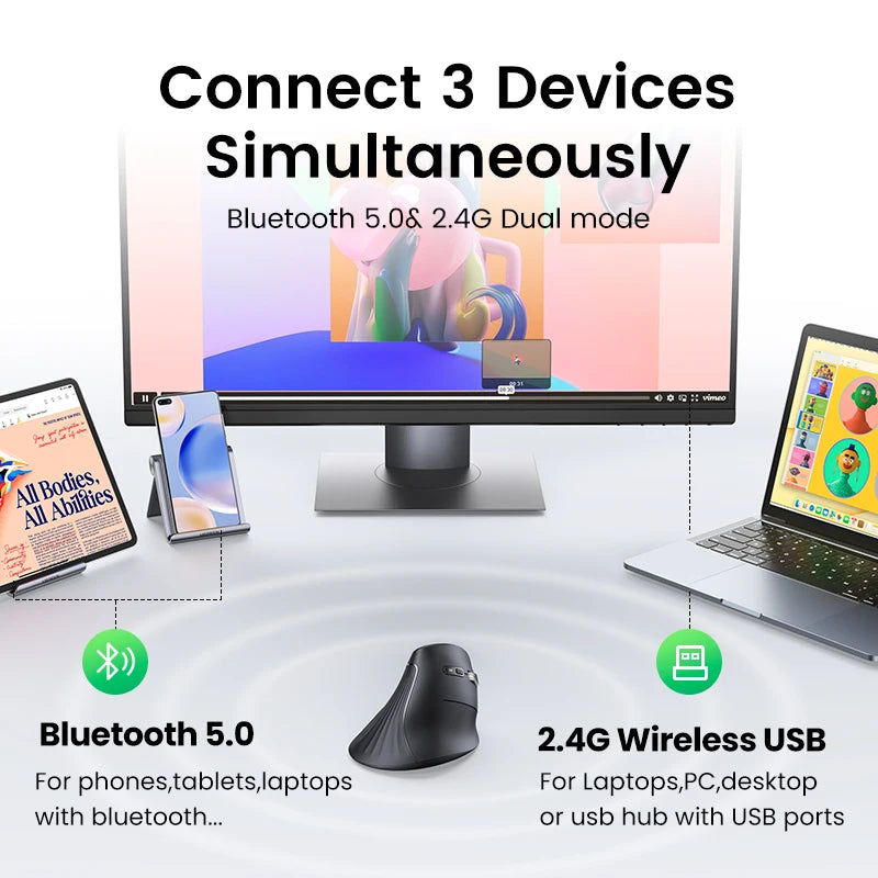 Dual-Mode Vertical Ergonomic Mous 2.4G
