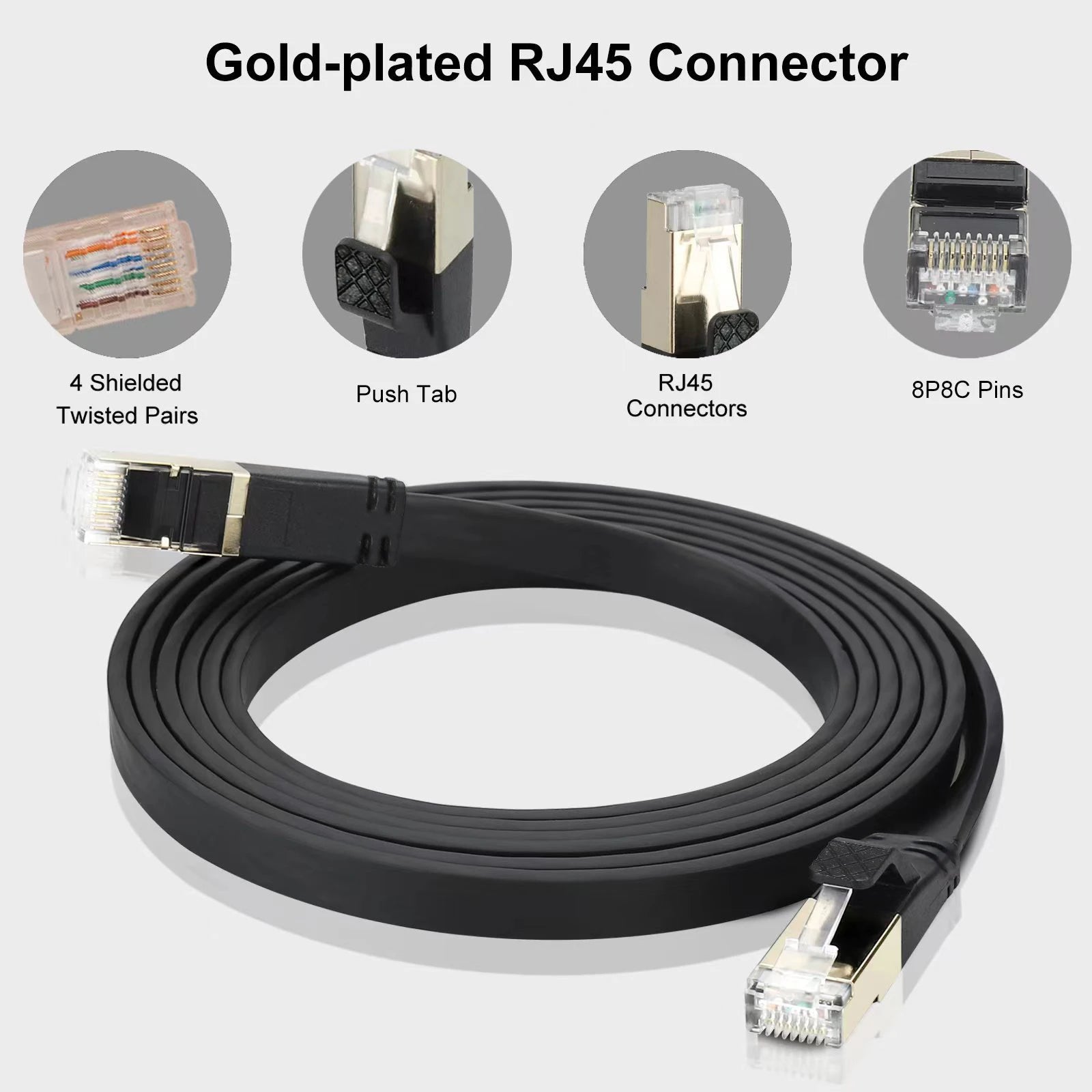Cat 8 2000MHz High Speed Internet Flat Network Cable