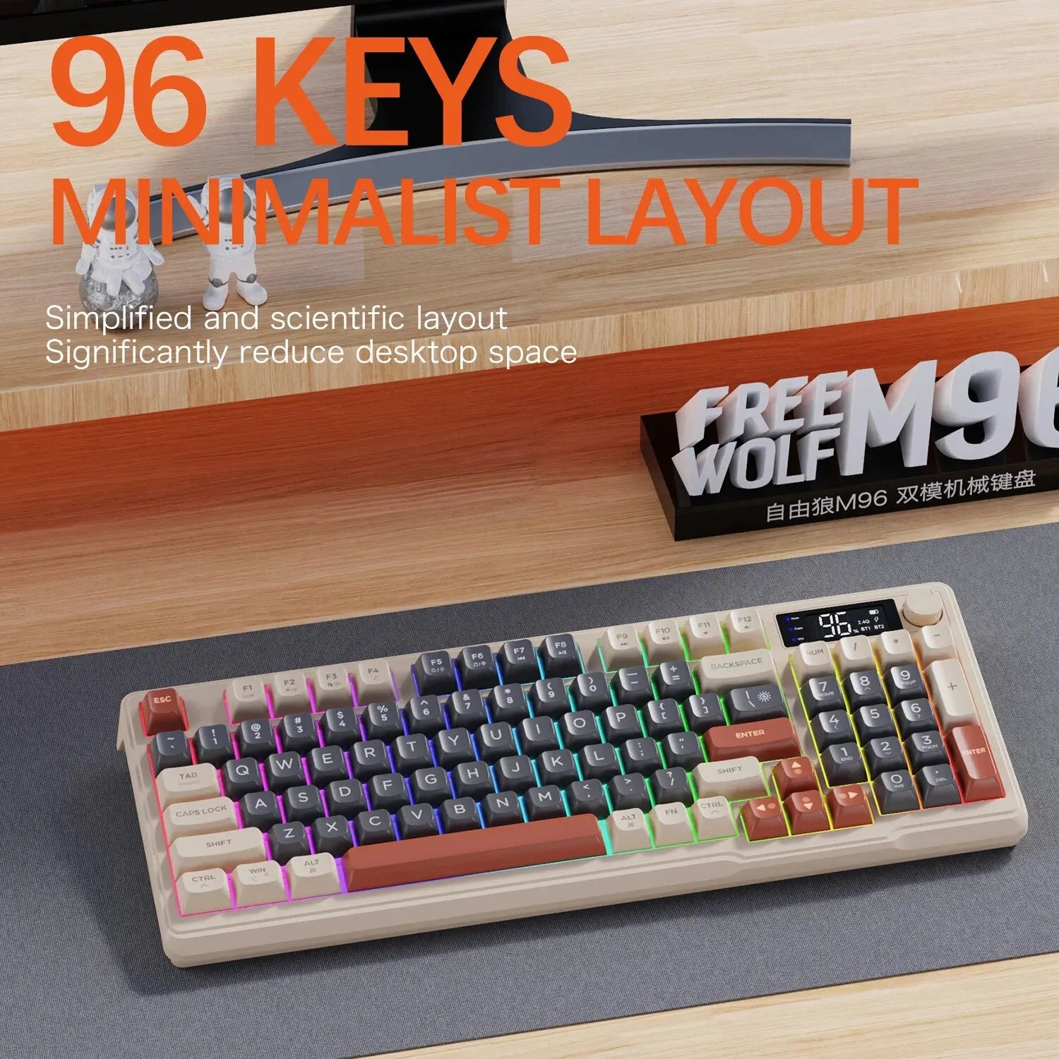 Ergonomic Dual-Mode Keyboard with Screen