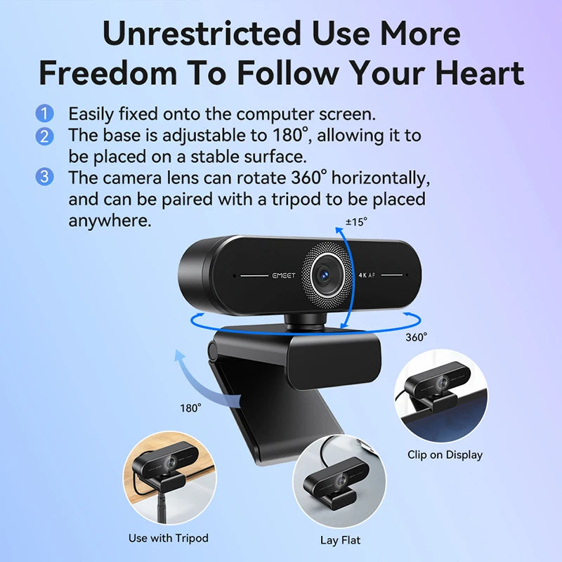 4K Streaming Webcam with Dual Microphones