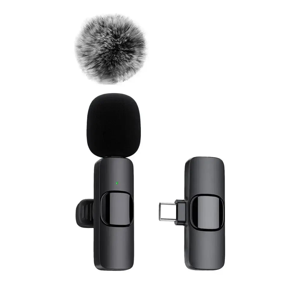 Mini Wireless Lavalier Recording Mic Black
