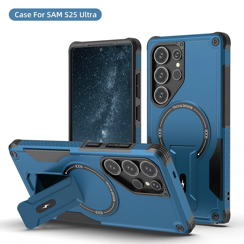 Fold Stand Holder Magnetic Armor Case For Samsung S25