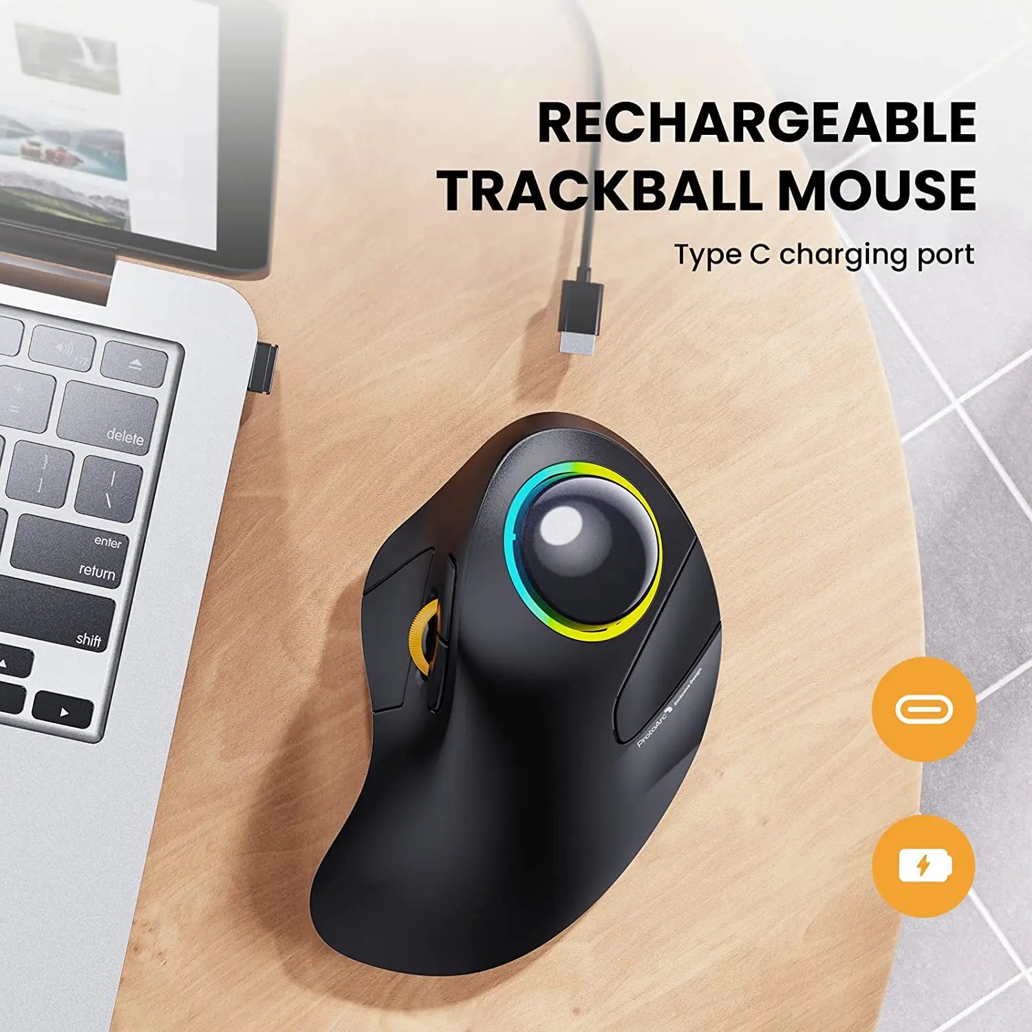 Wireless Ergonomic Trackball Mouse