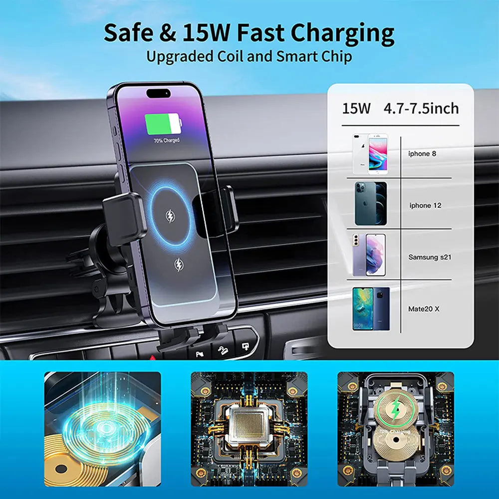 15W Dual Coil Wireless Car Charger