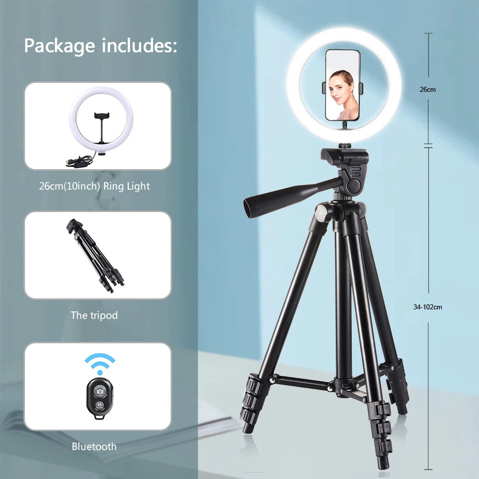 26cm LED Ring Light with Tripod Stand