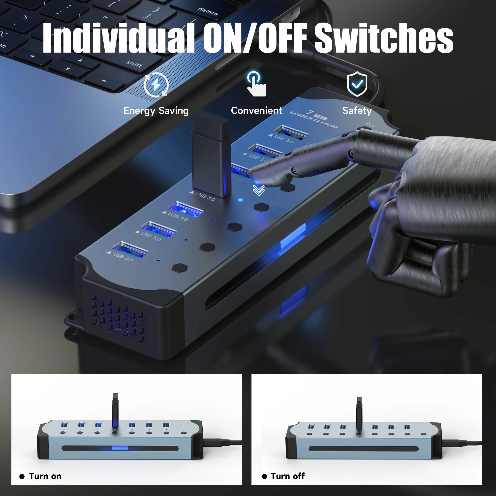 10-in-1 RGB Powered USB Hub
