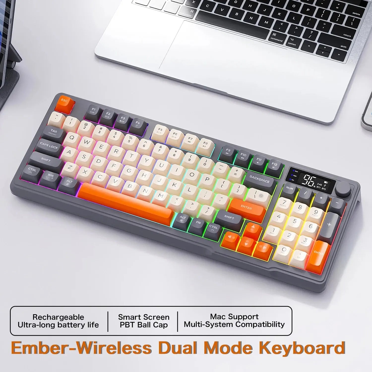 Ergonomic Dual-Mode Keyboard with Screen