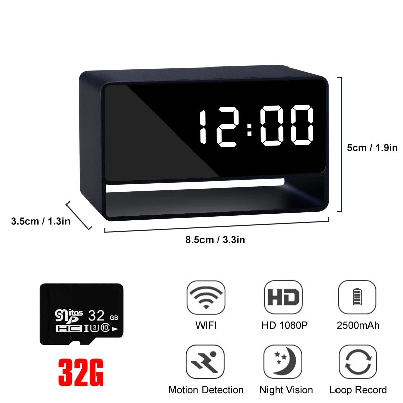 2500mAh Alarm Clock Mini Camera