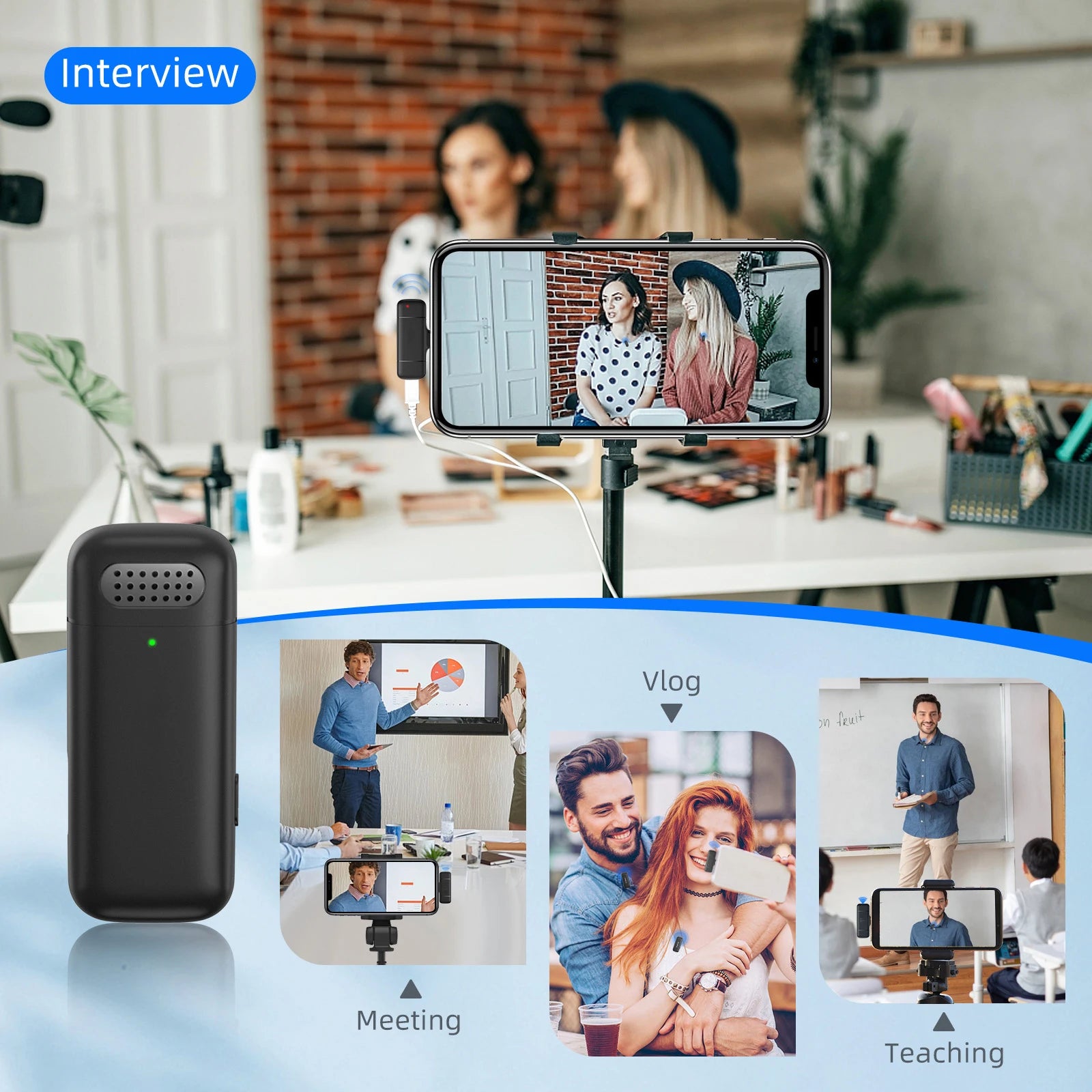 Portable Audio Video Recording Mic for iPhone & Android