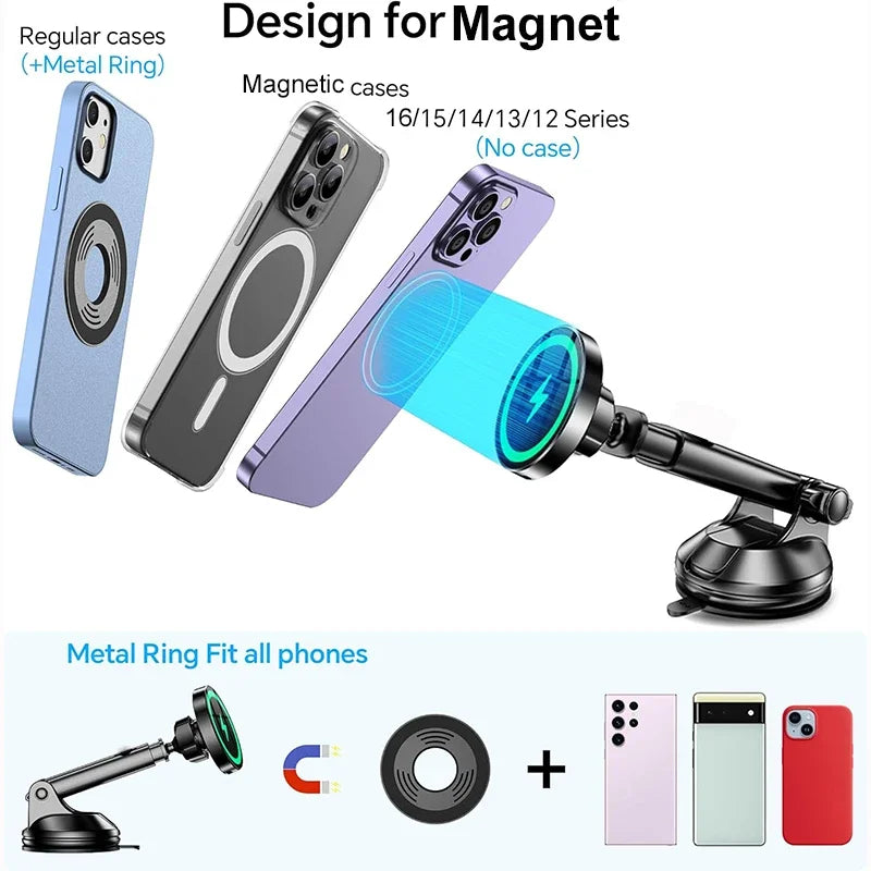15W Magnetic Wireless Car Phone Charger