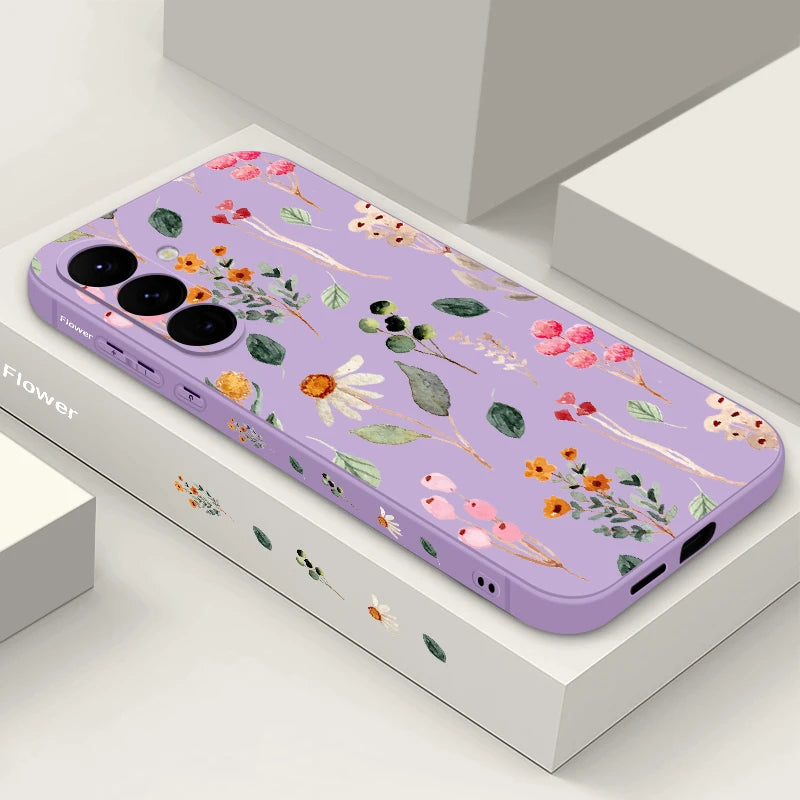 Luxury Flower Print Lanyard Case For Samsung Galaxy S24