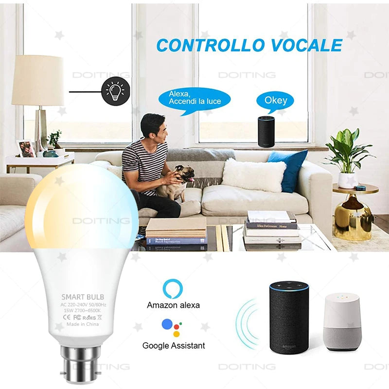220V Wi-Fi Smart B22 LED Bulb