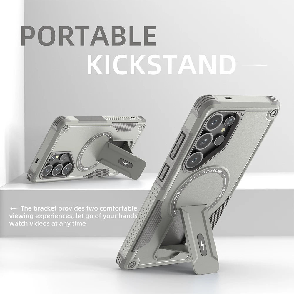 Fold Stand Holder Magnetic Armor Case For Samsung S25