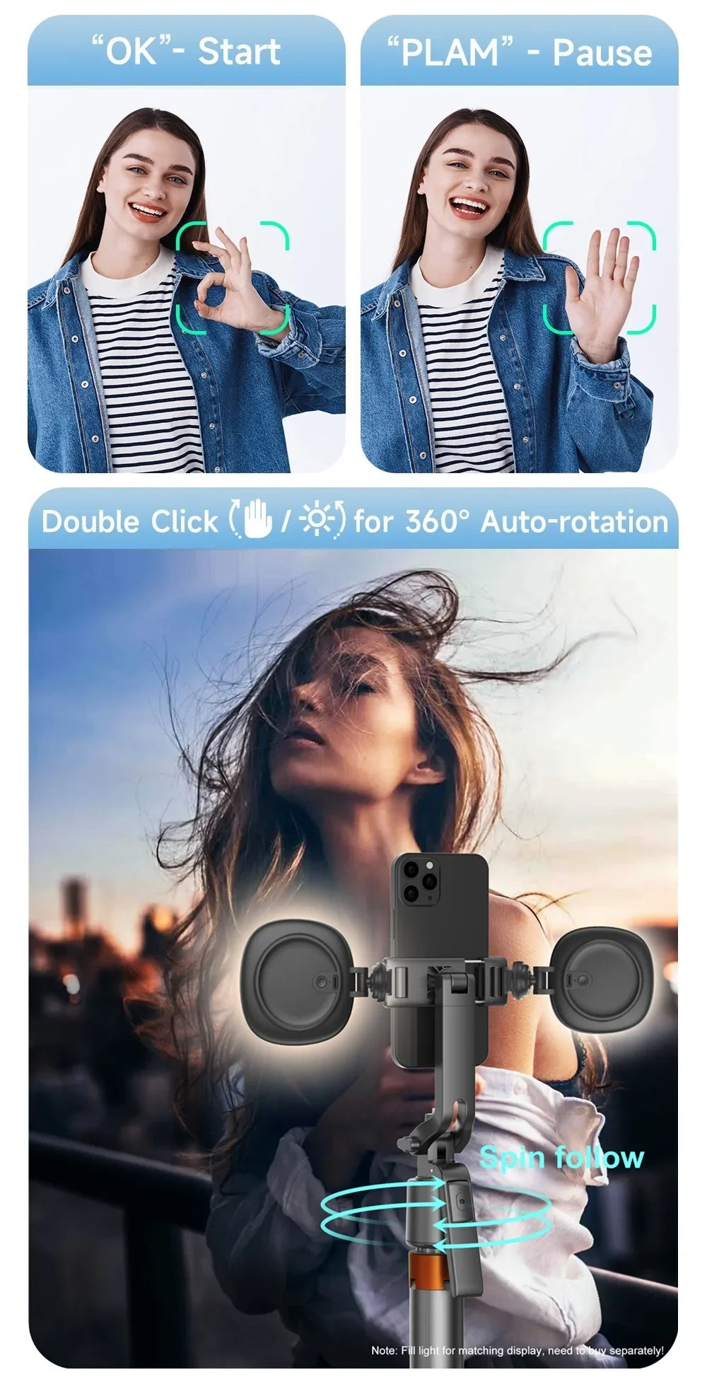 360° Facial Tracking Phone Gimbal Tripod