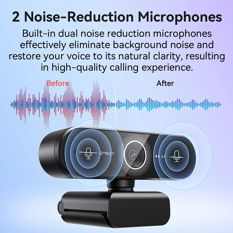 4K Streaming Webcam with Dual Microphones