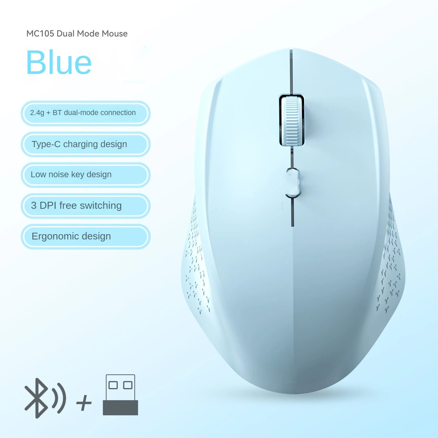 Bluetooth 5.2 Silent Rechargeable Dual-Mode Mouse