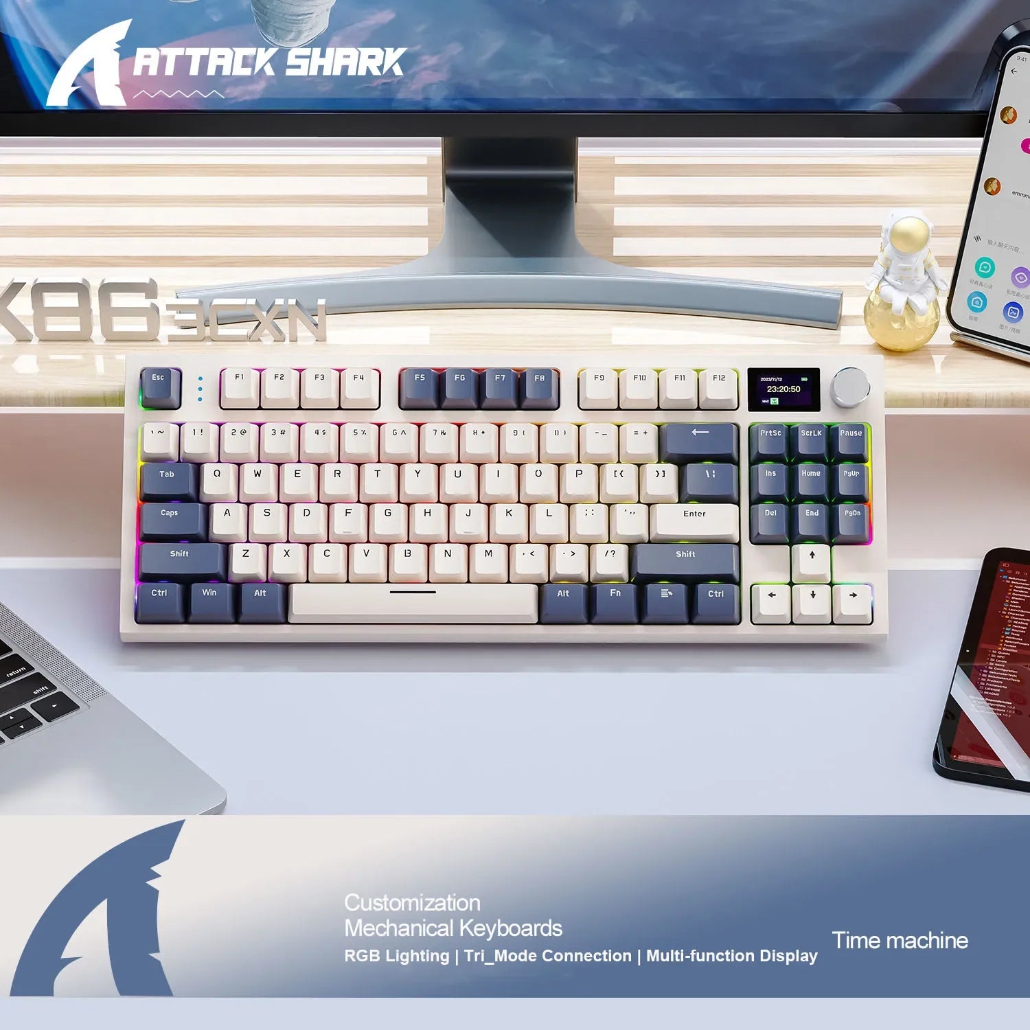 Tri-Mode Mechanical Keyboard with Screen