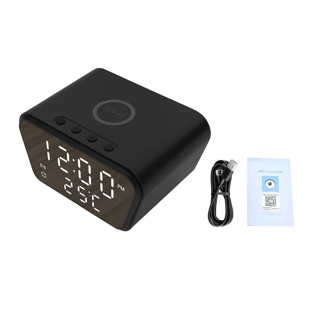 1080P Wireless Charger Clock Camera