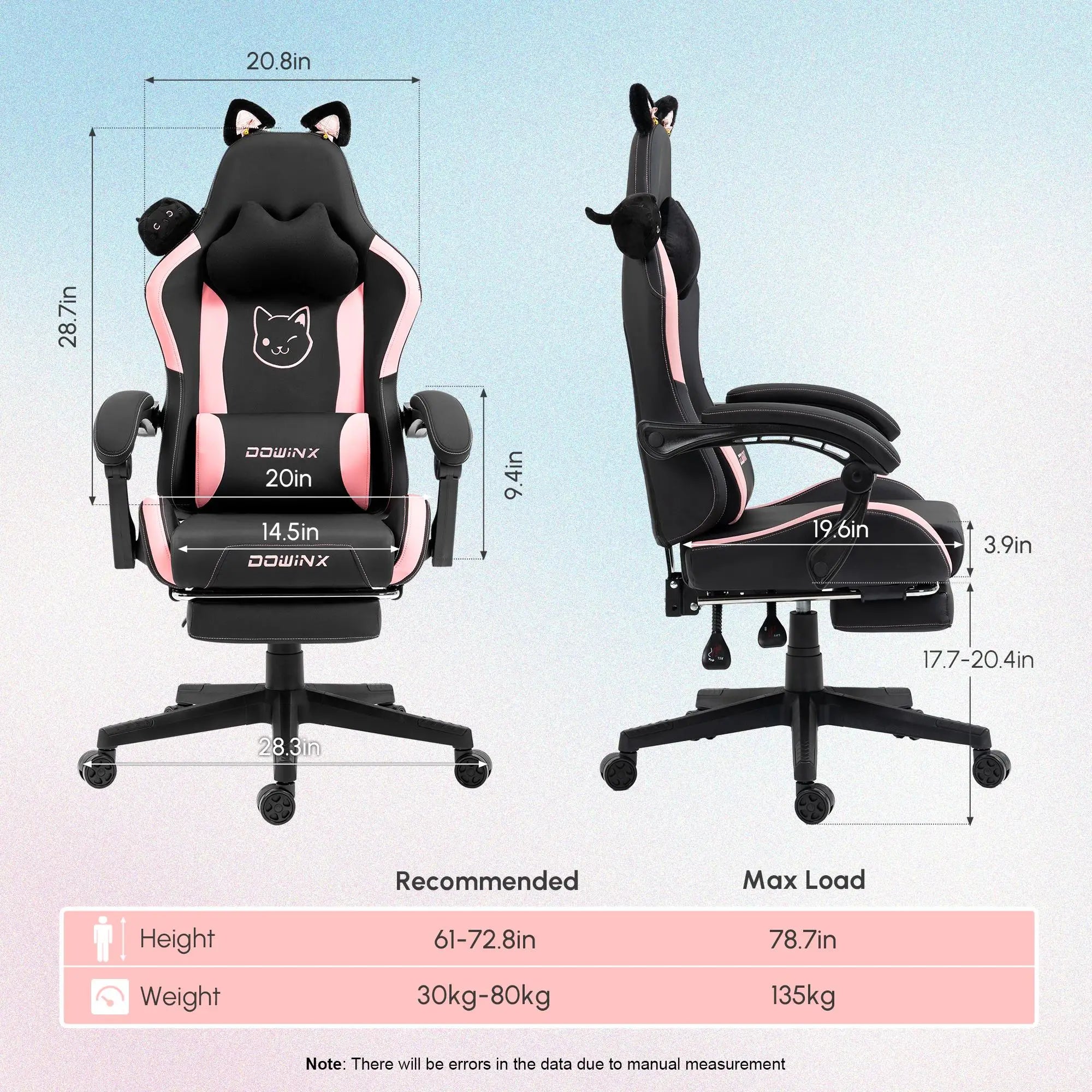 Cat Ears Gaming Chair with Massage