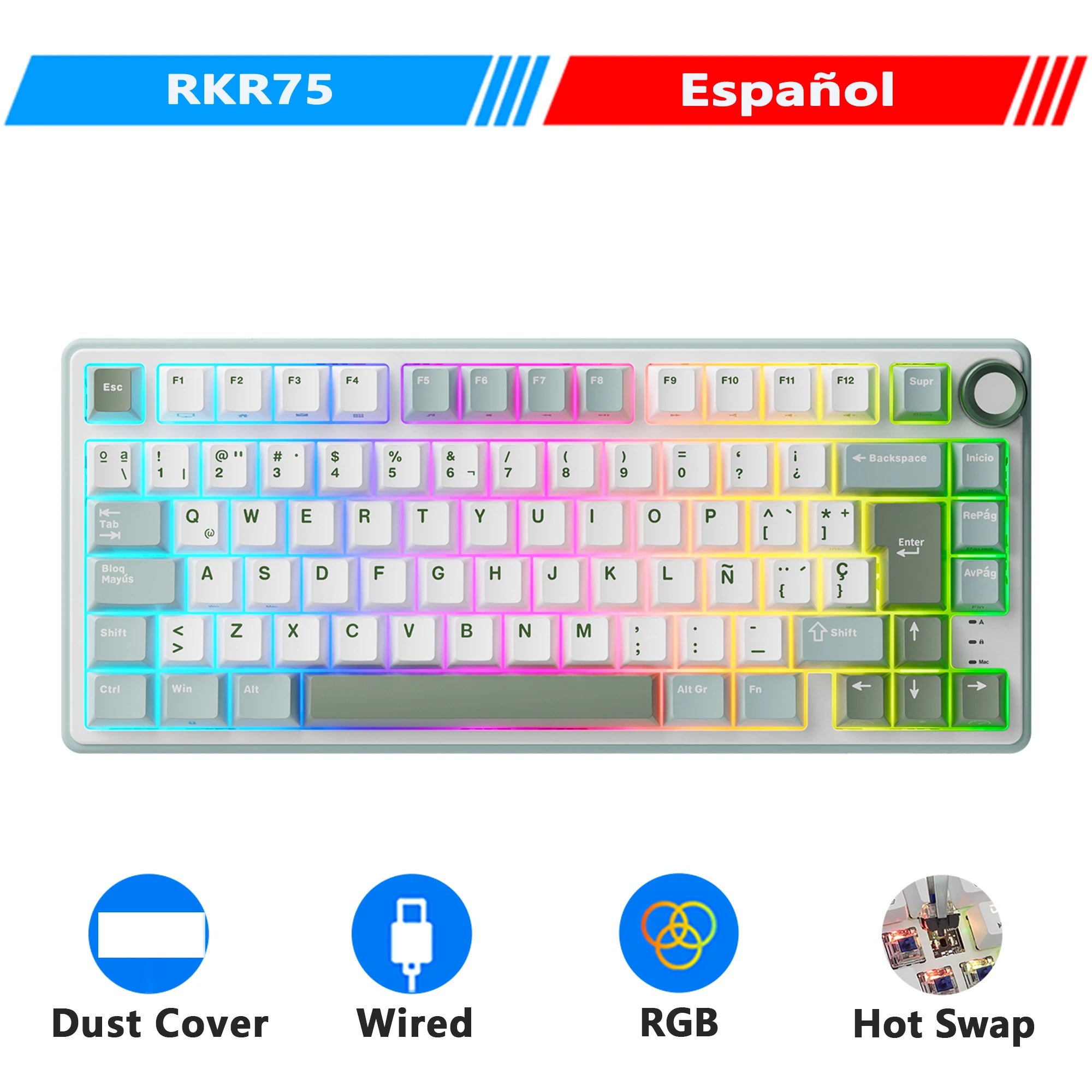 R75 RGB Hot-Swappable Gaming Keyboard