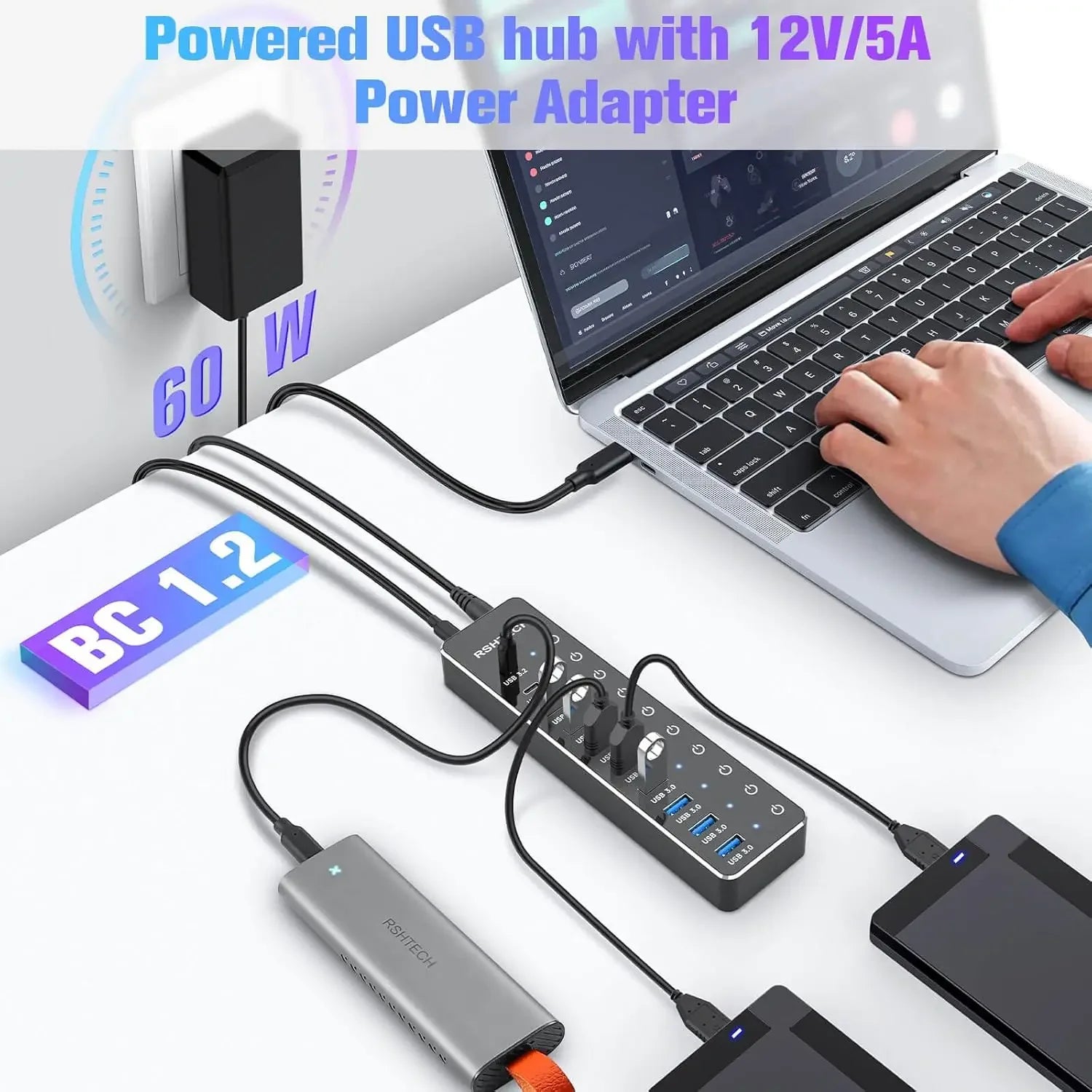 10-Port USB-C Data Hub Splitter