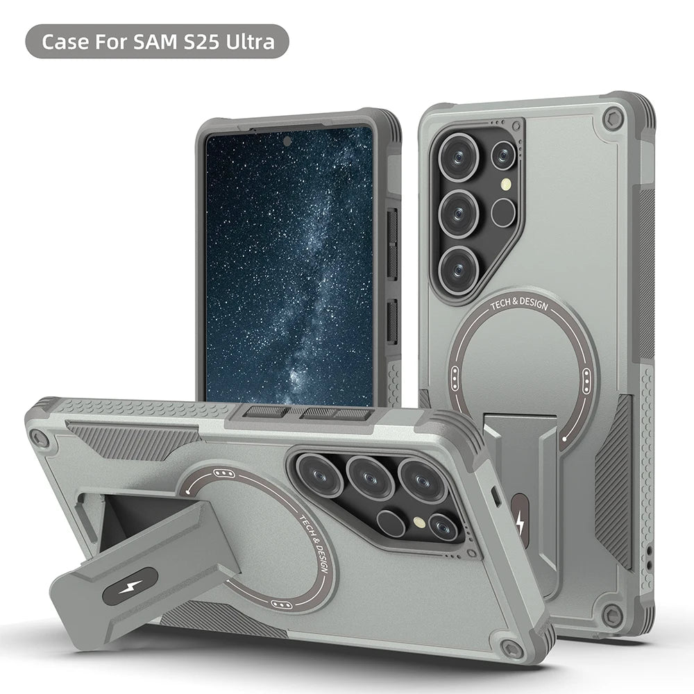 Fold Stand Holder Magnetic Armor Case For Samsung S25