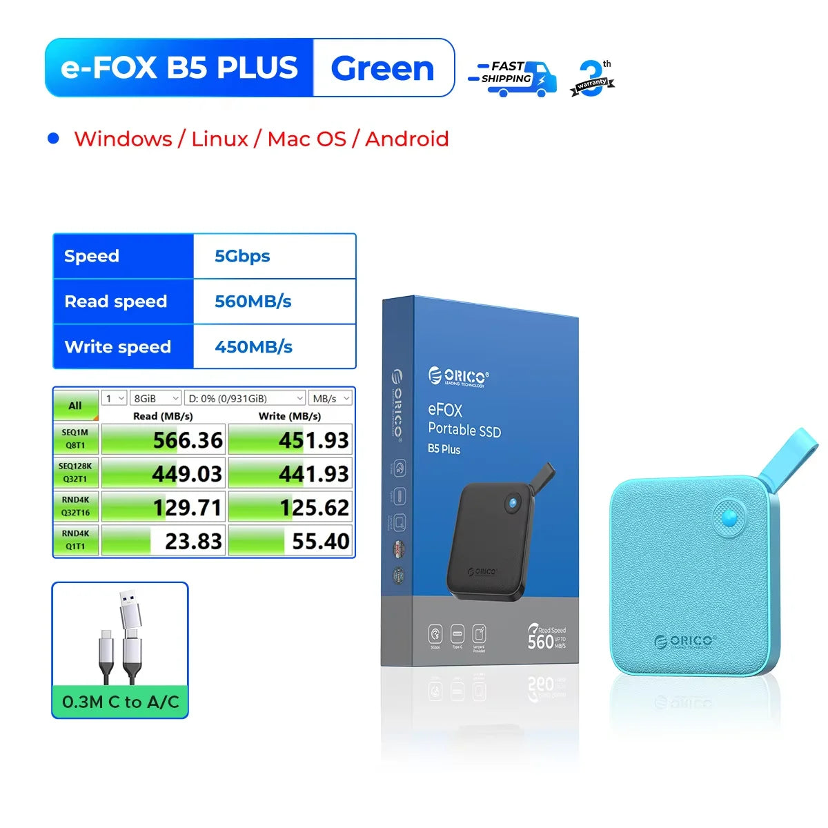 Portable USB 3.2 Gen2 External SSD