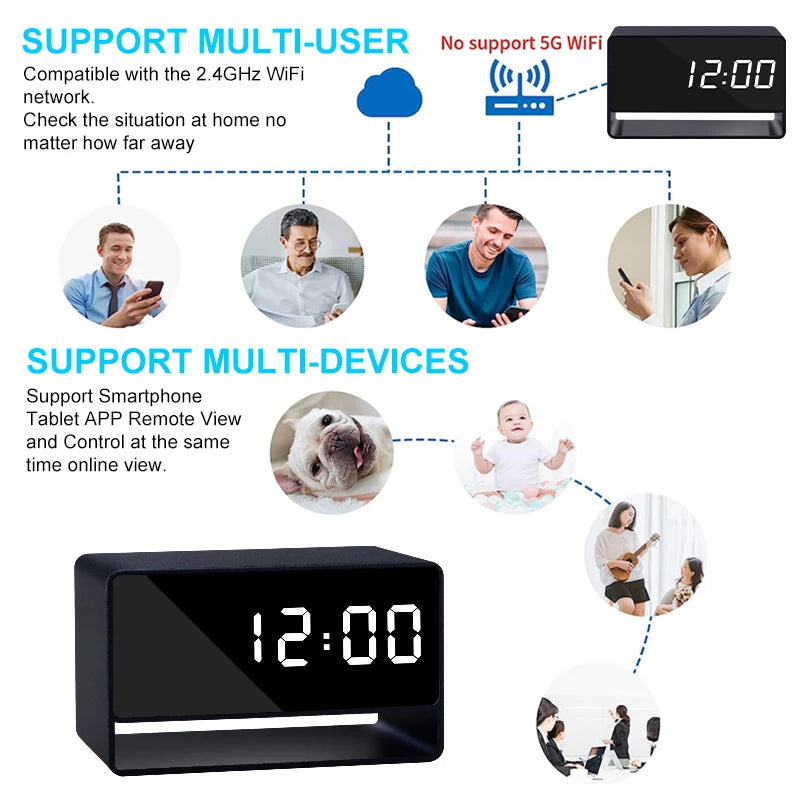 2500mAh Alarm Clock Mini Camera