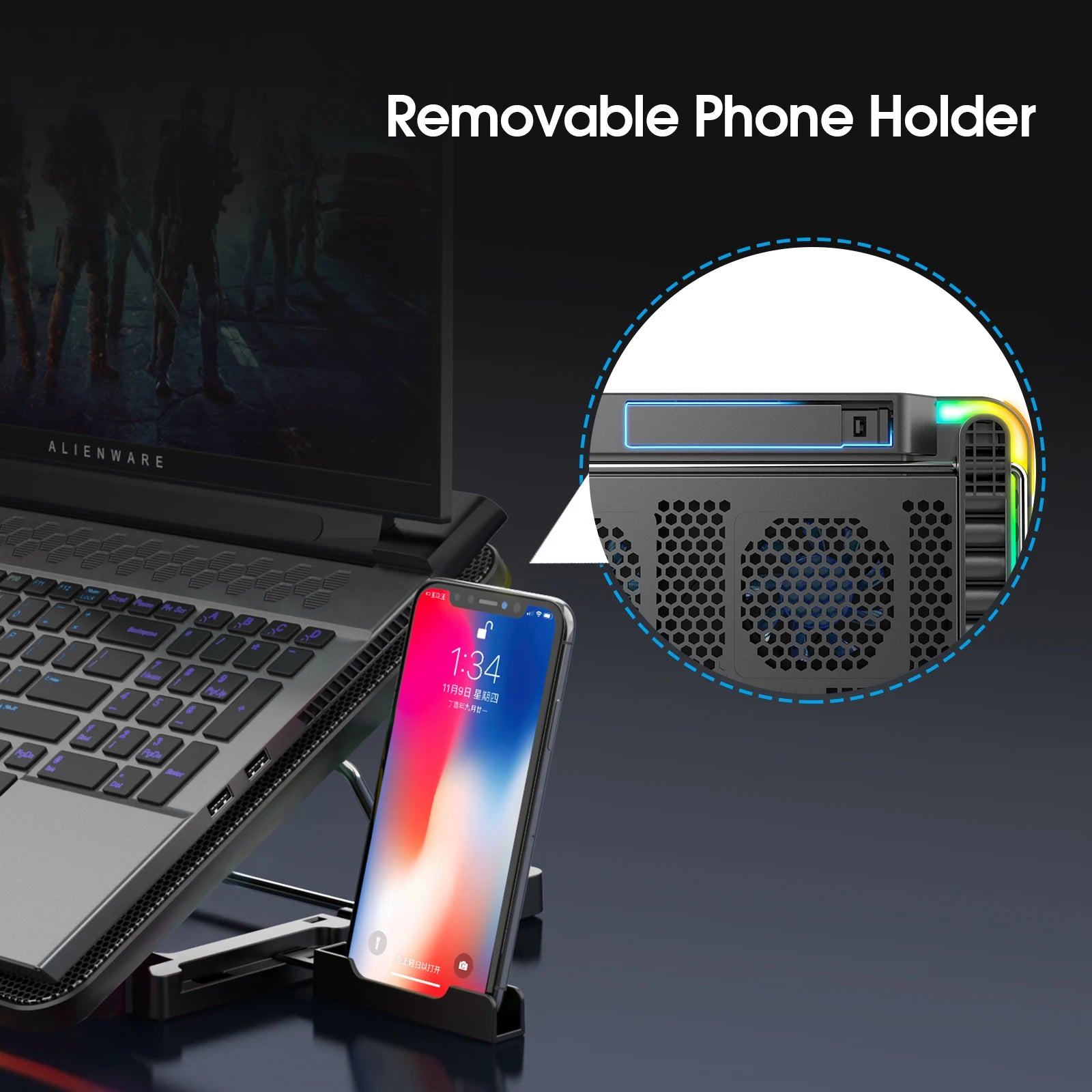 6-Fan Adjustable Gaming Laptop Cooler