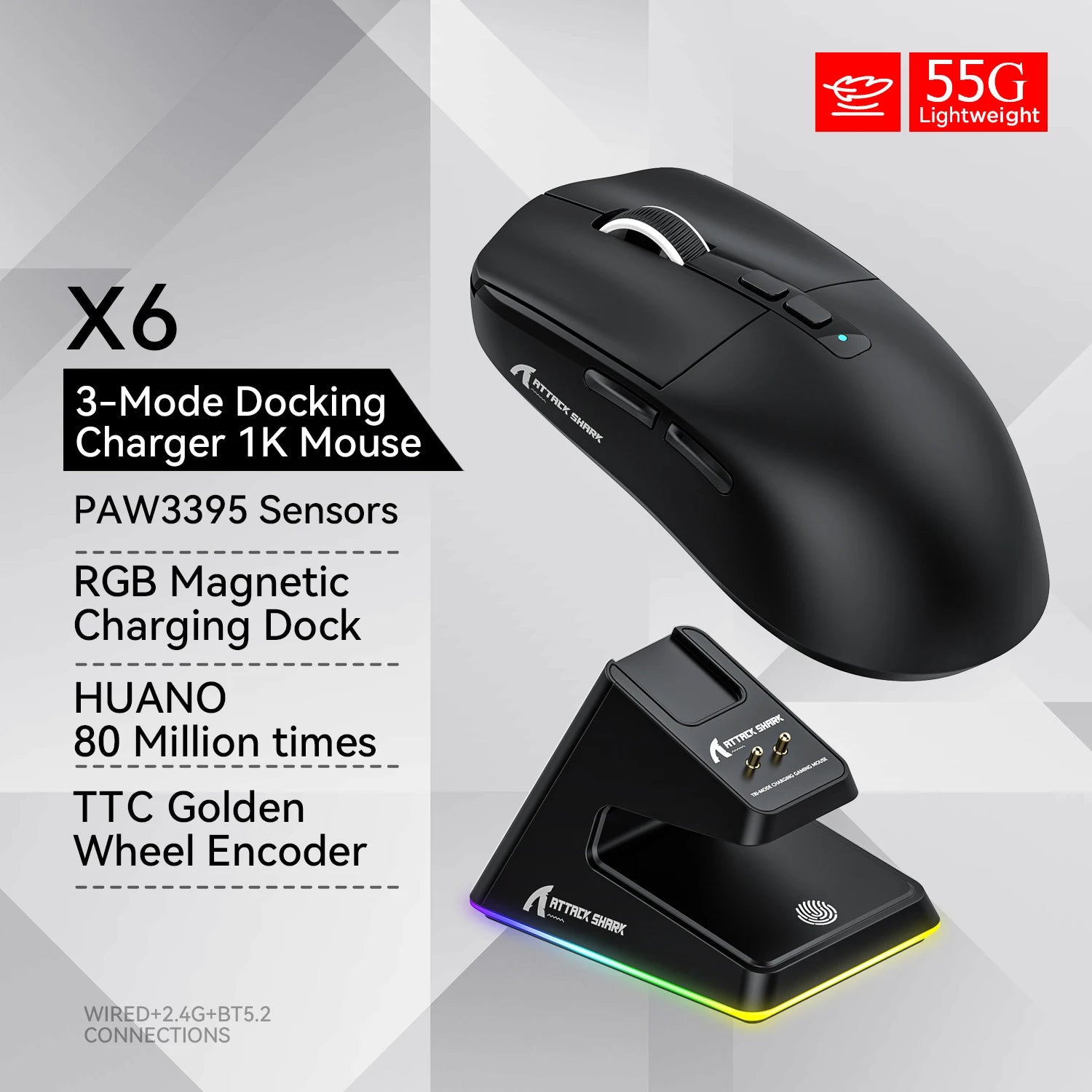Tri-Mode RGB Macro Gaming Mouse