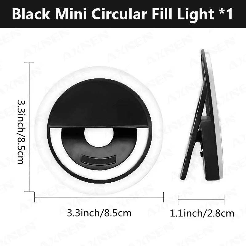 Mini LED Ring Selfie Light Clip Mobile