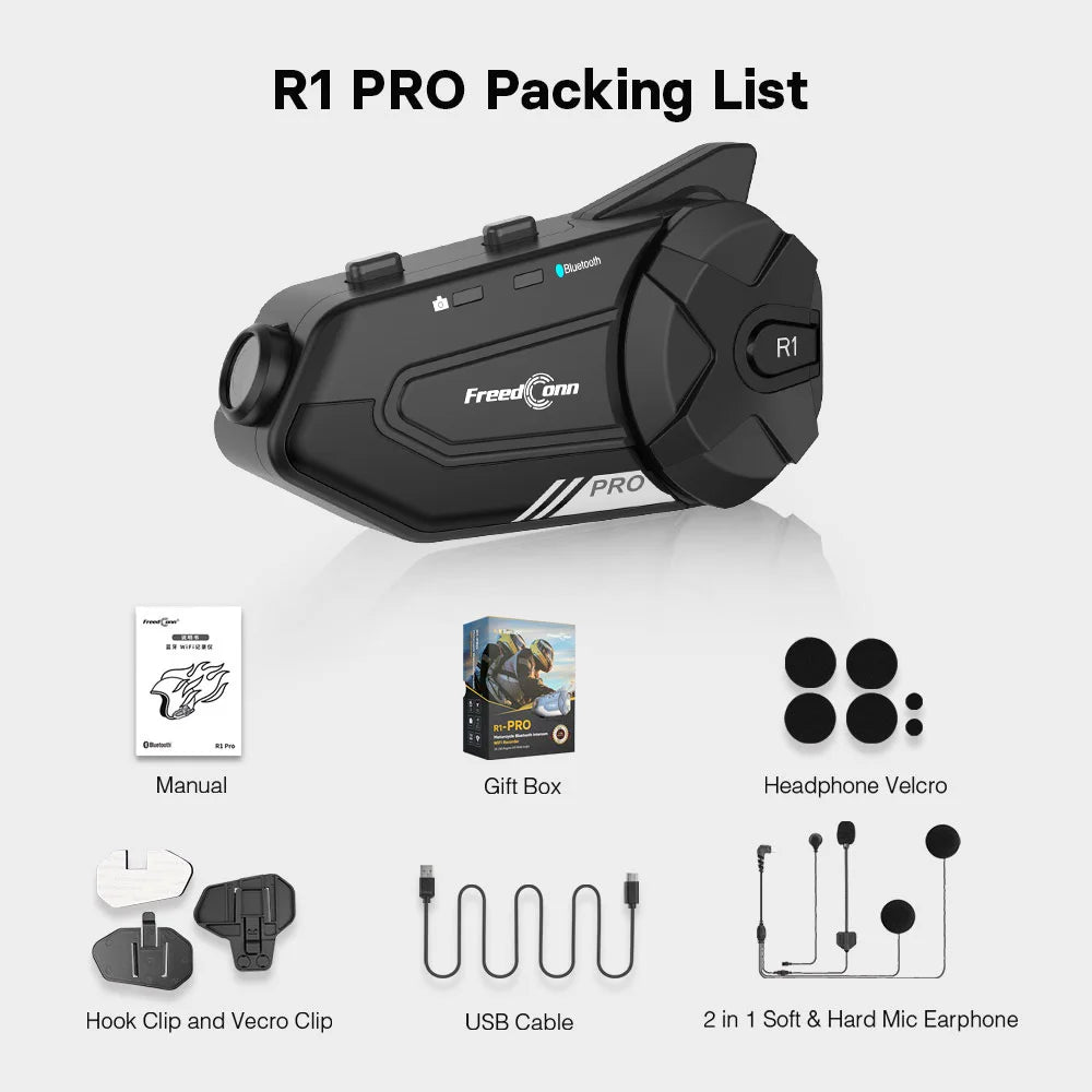 Bluetooth Motorcycle Intercom DVR Cam